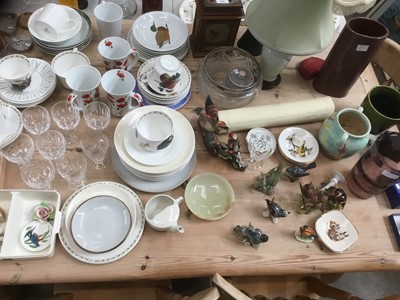 Lot 329 - Beswich and other birds , paperweights , mantle clock and china ,glassware and sundries