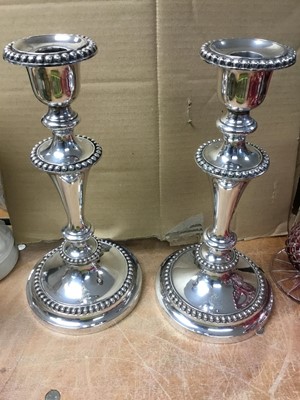 Lot 304 - Pair of good quality Victorian Elkington silver plated candlesticks