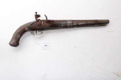 Lot 781 - 19th century Turkish flintlock pistol