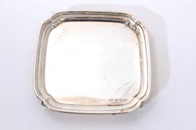 Lot 292 - 1930s silver card tray by Viner, Sheffield, 15cm wide.