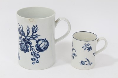 Lot 107 - 18th century Worcester blue and white porcelain mug and tankard