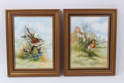 Lot 258 - Pair of Boehm painted porcelain plaques of birds numbered from an edition of 50