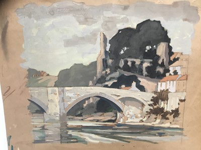 Lot 48 - Manner of Frank Sherwin - Gouache, Barnard Castle, together with another of the same subject