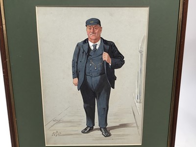Lot 77 - An Edwardian English School watercolour illustration - portrait of a college porter, initialled P.J.B. '03, framed, 36cm x 26cm