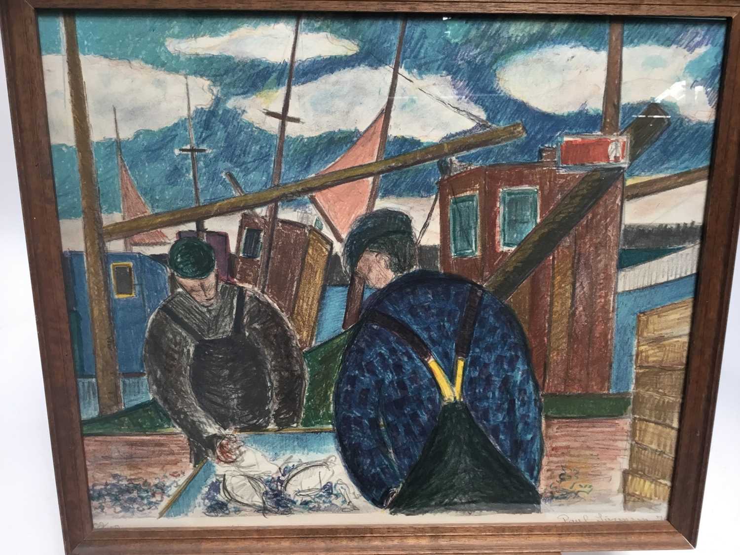 Lot 26 - Scandinavian school (20th century) lithograph - Fishermen