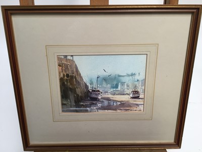 Lot 87 - Ray Balkwell (b.1948) watercolour - Sun and Shade, St. Ives, signed, in glazed gilt frame, 13cm x 18cm  
 Provenance: The Burford Gallery