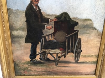 Lot 118 - English School, mid 19th century, oil on canvas - The Hurdy Gurdy Man, in gilt frame, 40cm x 30cm