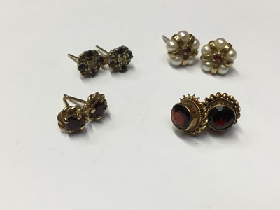 Lot 196 - Four pairs of gold earrings