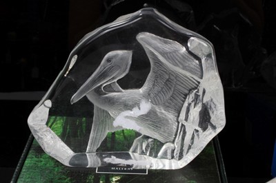 Lot 855 - Collection of five Mats Jonasson Swedish glass intaglio sculptures
