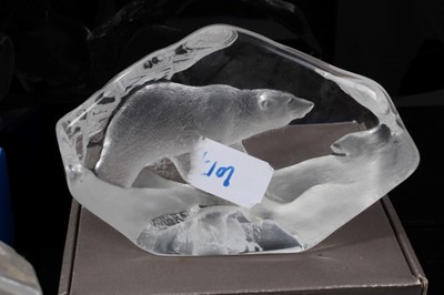 Lot 855 - Collection of five Mats Jonasson Swedish glass intaglio sculptures