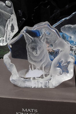 Lot 855 - Collection of five Mats Jonasson Swedish glass intaglio sculptures