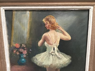 Lot 143 - Leon Galand (1872-1960) oil on canvas - a ballerina, in painted frame, 60cm x 45cm