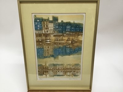 Lot 146 - Glynn Thomas limited edition coloured etching - Honfleur, 78/175, in glazed frame, 31cm x 21cm