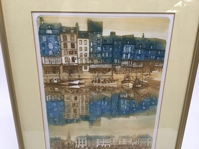 Lot 146 - Glynn Thomas limited edition coloured etching - Honfleur, 78/175, in glazed frame, 31cm x 21cm