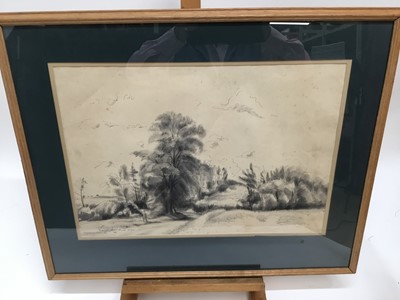 Lot 147 - Henri Verge-Sarrat (1880-1966) pen, ink and monochrome wash - Rural Landscape, signed and inscribed, in glazed frame, 35cm x 50cm