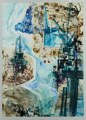 Lot 1015 - Joyce Pallot, gouache 'River Banks'