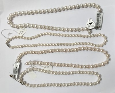 Lot 205 - Four strings of freshwater cultured pearls measuring approximately 7.5-10mm