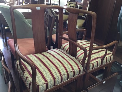 Lot 151 - Suite of Chinese rosewood furniture comprising extending dining table, sideboard and set of eight chairs.