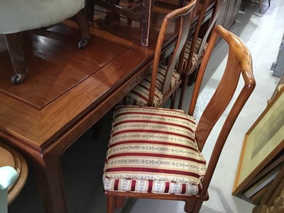 Lot 151 - Suite of Chinese rosewood furniture comprising extending dining table, sideboard and set of eight chairs.