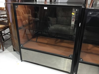Lot 100 - Pair of small black metal framed display cabinets