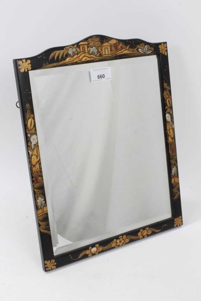Lot 47 - Early 20th century black japanned easel mirror
