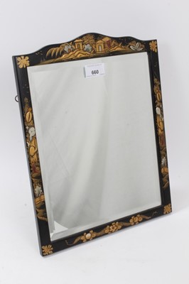 Lot 47 - Early 20th century black japanned easel mirror