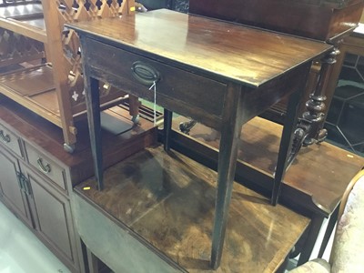 Lot 155 - Georgian mahogany side table with single draw on square taper legs, 69 x 65 x 46cm Georgian mahogany side table with single draw on square taper legs, 69 x 65 x 46cm