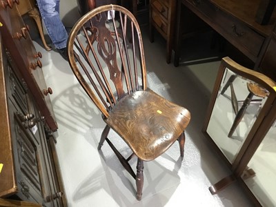 Lot 127 - 19th century ash and elm stick back chair