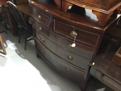 Lot 119 - Regency mahogany bowfront chest of draws, comprising two short and three long draws, on bracket feet