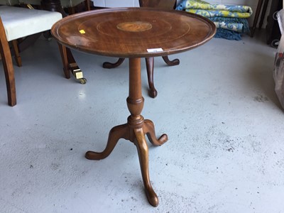 Lot 70 - Mahogany inlaid top occasional table on tripod base
