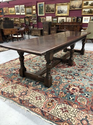 Lot 1306 - Very large 17th century style oak refectory table and base