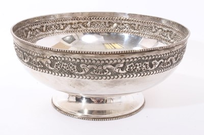 Lot 259 - Group of Continental white metal bowls, Egyptian coffee pot