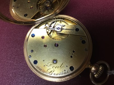 Lot 565 - 19th century gilt pocket watch, signed Dent Au Brassus