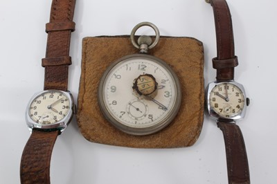 Lot 575 - Military pocket watch and two vintage wristwatches