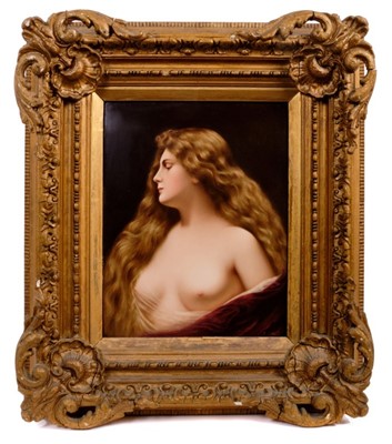 Lot 45 - Fine quality late 19th century Berlin KPM painted porcelain plaque, depicting Venus, signed R. Dittrich lower right, the back with beehive mark and title, the plaque approx 27cm x 22cm