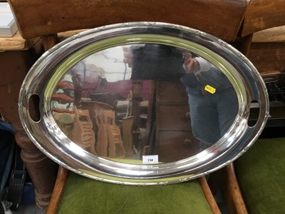 Lot 150 - Twin handled silver plated oval tray