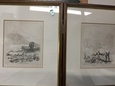 Lot 278 - Joseph Pennell etching, St Paul's, unframed together with set of four early 19th century etchings by R J Mills, two further etchings