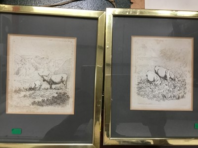 Lot 278 - Joseph Pennell etching, St Paul's, unframed together with set of four early 19th century etchings by R J Mills, two further etchings