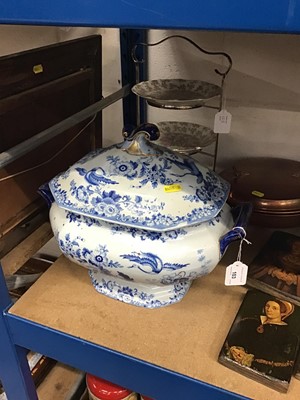 Lot 103 - 19th century ironstone tureen and cover together with three tier plate stand