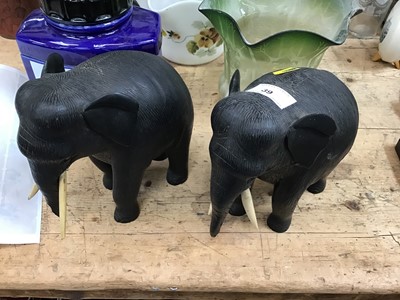Lot 39 - Pair of carved ebony Indian elephants
