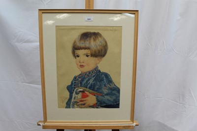 Lot 1001 - Andre Verhorst (1889-1977), early 20th century watercolour - portrait of Bertie, signed and indistinctly dated, in glazed frame, 43cm x 33cm