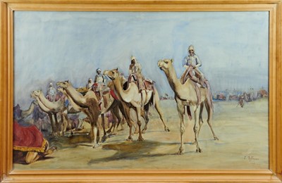 Lot 1004 - C. Paterson, 1903, watercolour - Camel Regiment, signed and dated, in glazed frame