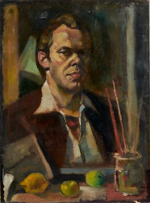 Lot 1005 - Early 20th century English school oil on canvas - self portrait of an artist, unframed