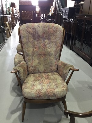 Lot 157 - Pair of Ercol easy chairs with floral upholstery together with another similar (3)