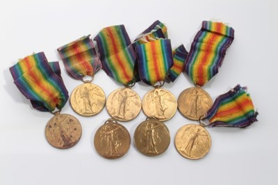 Lot 603 - Group of Seven First World War Victory medals, named to 35599 PTE. W. Moss. Midd'x R., 29603 PTE. R. Hazell. Norf. R., 19147 PTE. C.F. Cook. Essex. R., 232844 SPR. H.C. Pickett. R.E., 41783 PTE. J....