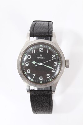 Lot 613 - 1950s Omega Pilots' wristwatch in stainless steel case