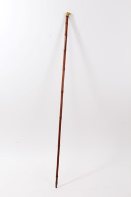 Lot 678 - 19th century sword stick with dogs head knop