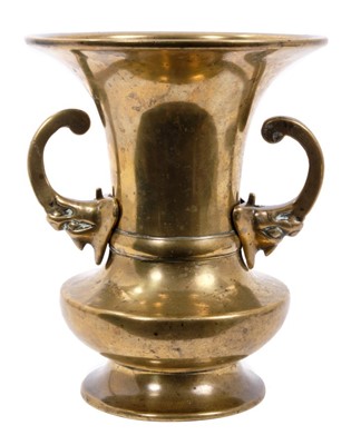 Lot 751 - Chinese bronze gu vase with removable handles