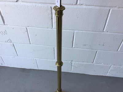 Lot 10 - Brass standard lamp, with telescopic column and cream shade, 210cm in overall height (column extended fully)