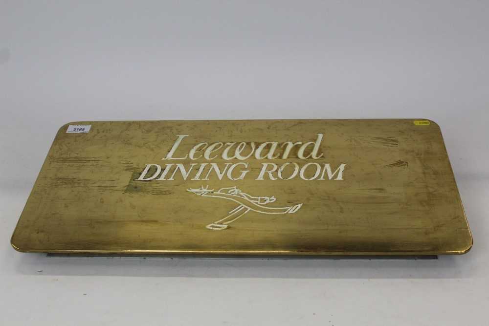 Lot 333 - Leeward brass dining room sign